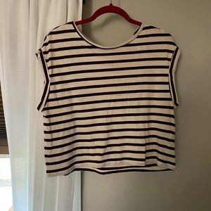 Maroon and cream striped crop top